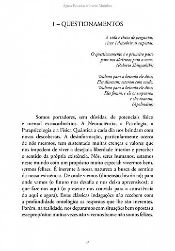 Livro: Águas Passadas Movem Moinhos