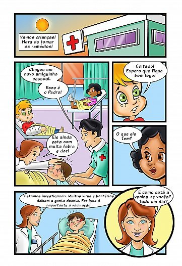 Zé Gotinha e a vacina em acão