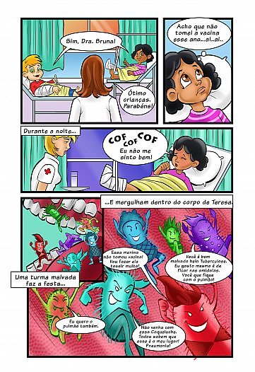 Zé Gotinha e a vacina em acão